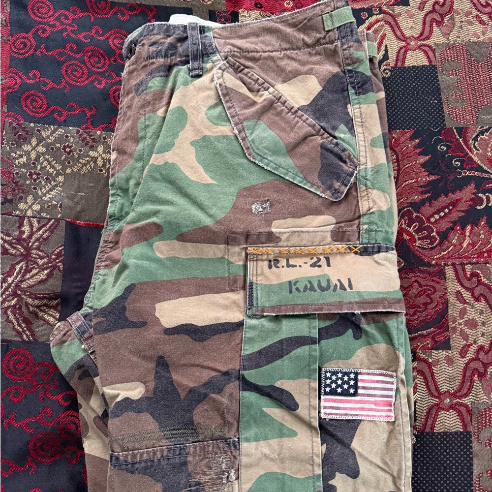 Polo Ralph Lauren Patchwork Woodland Camo/Multi-Color Straight Leg Jeans 35x30 - Picture 13 of 14